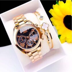 Gold Plated Wristwatch + Bracelet